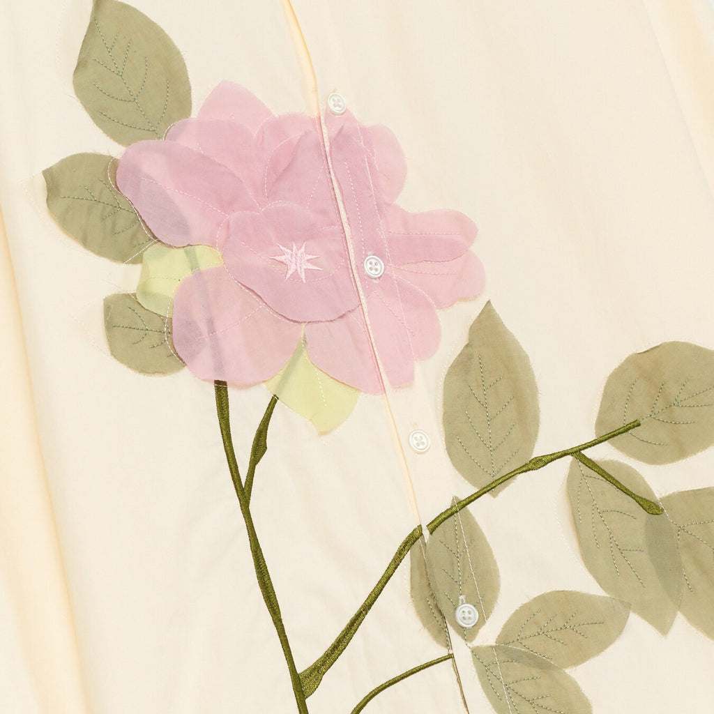 Flower Applique Button Up Shirt [White]