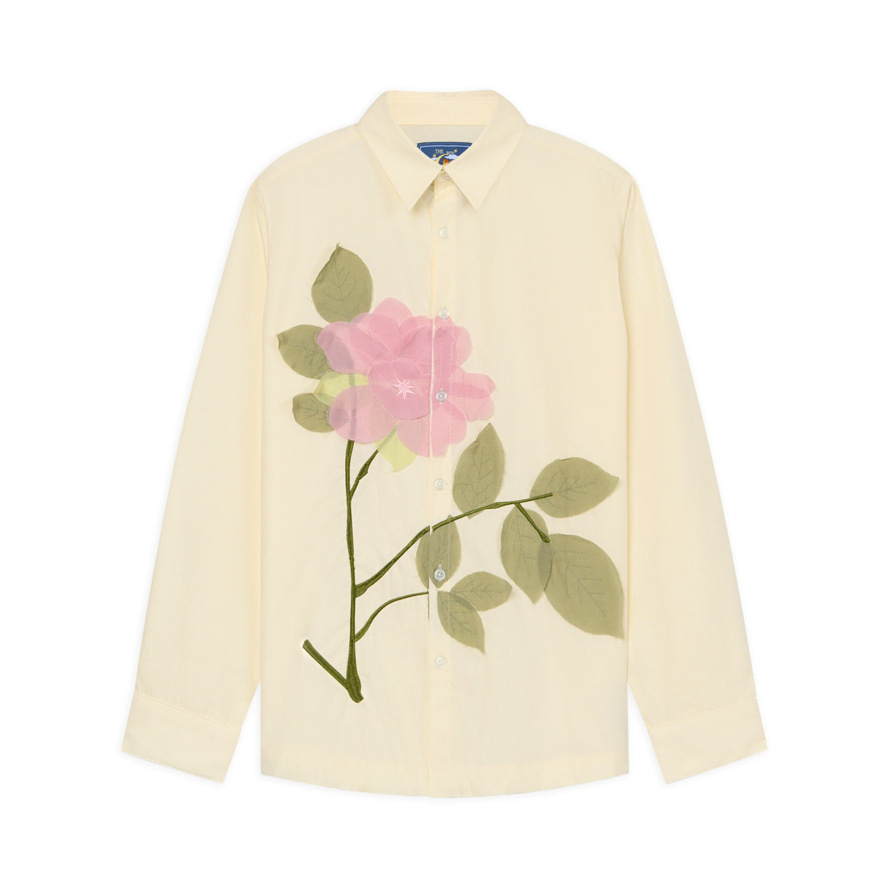 Flower Applique Button Up Shirt [White]