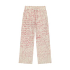 Manuscript Embroidered Trouser [Cream/Red]