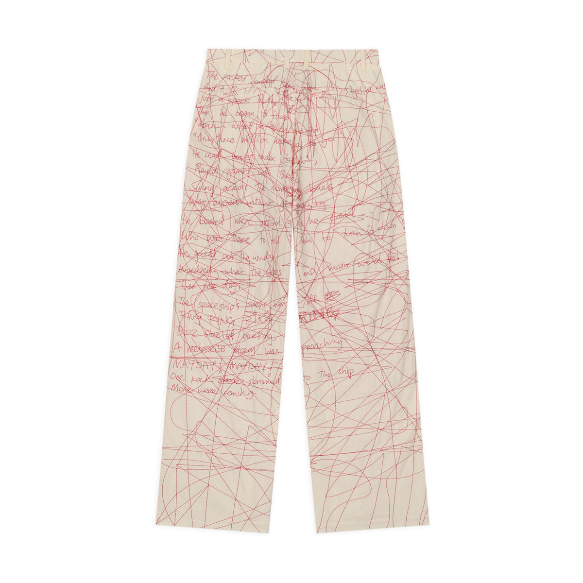 Manuscript Embroidered Trouser [Cream/Red]