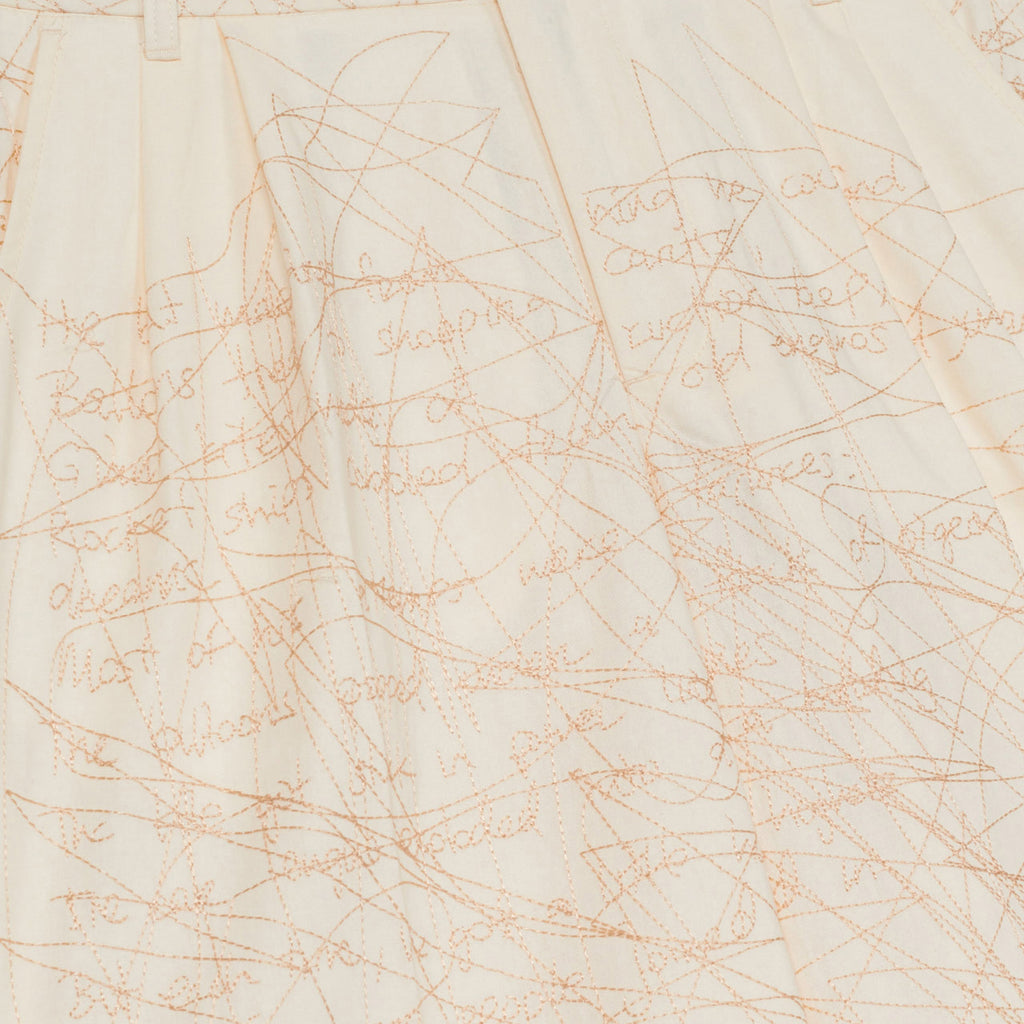 Manuscript Embroidered Trouser [Cream]
