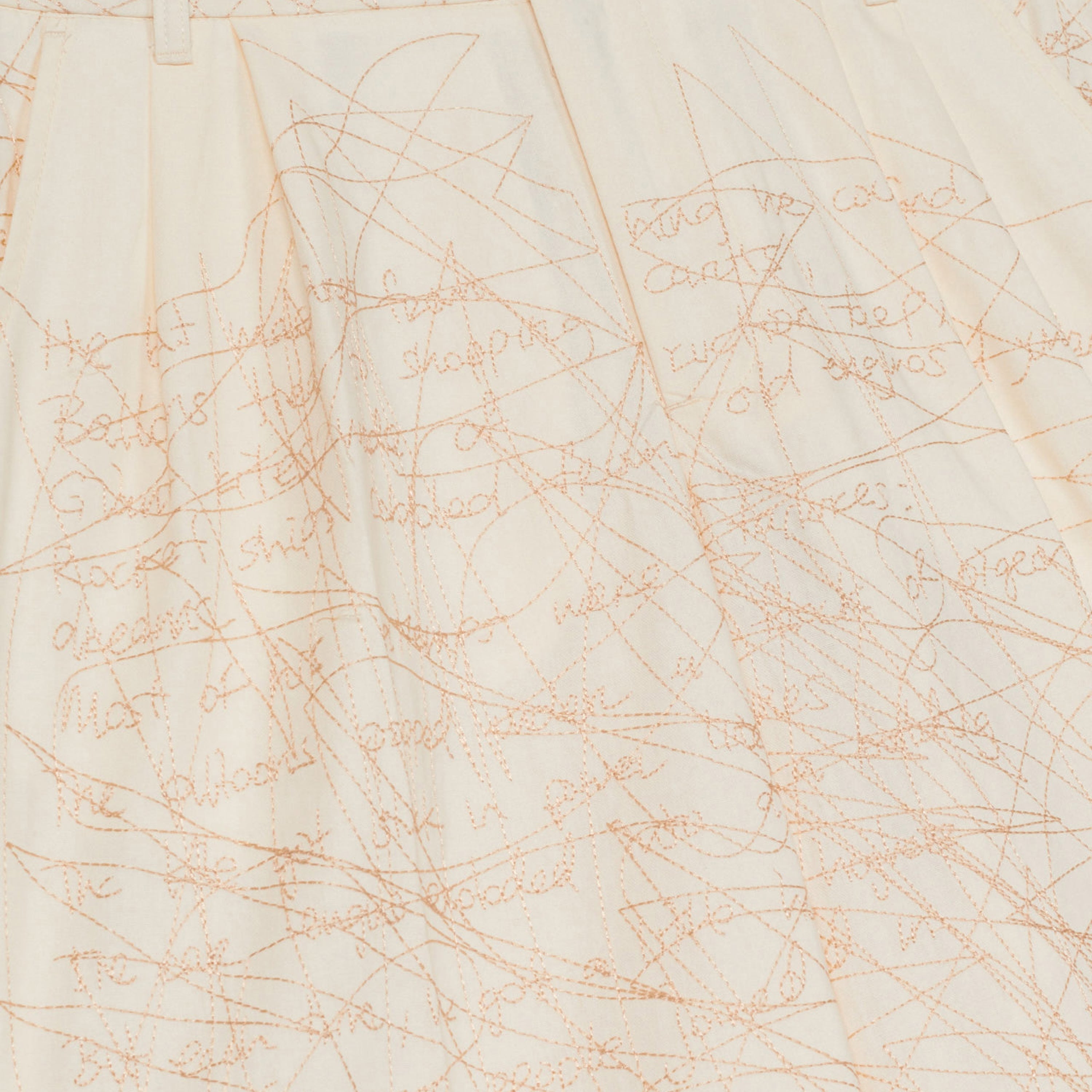Manuscript Embroidered Trouser [Cream]