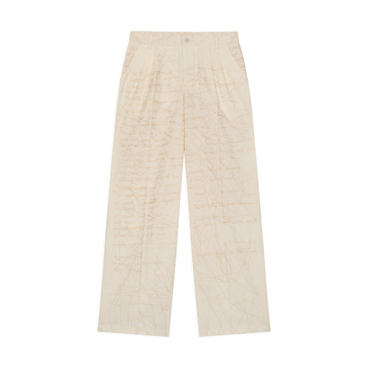 Manuscript Embroidered Trouser [Cream]