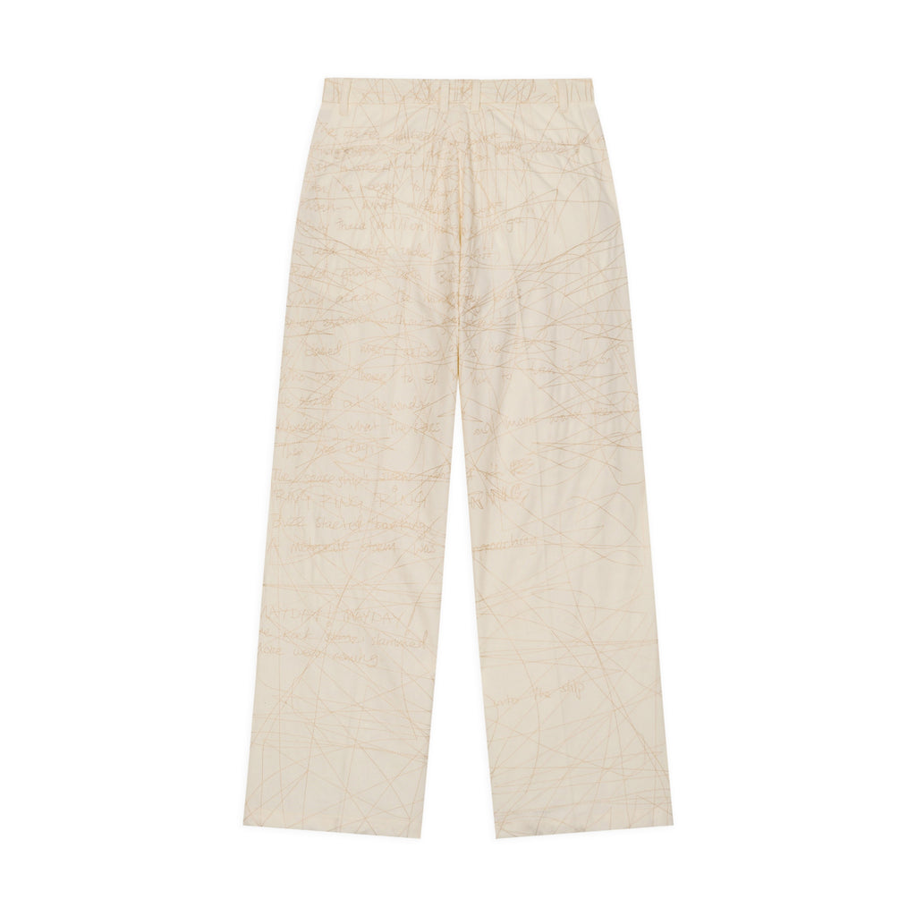 Manuscript Embroidered Trouser [Cream]