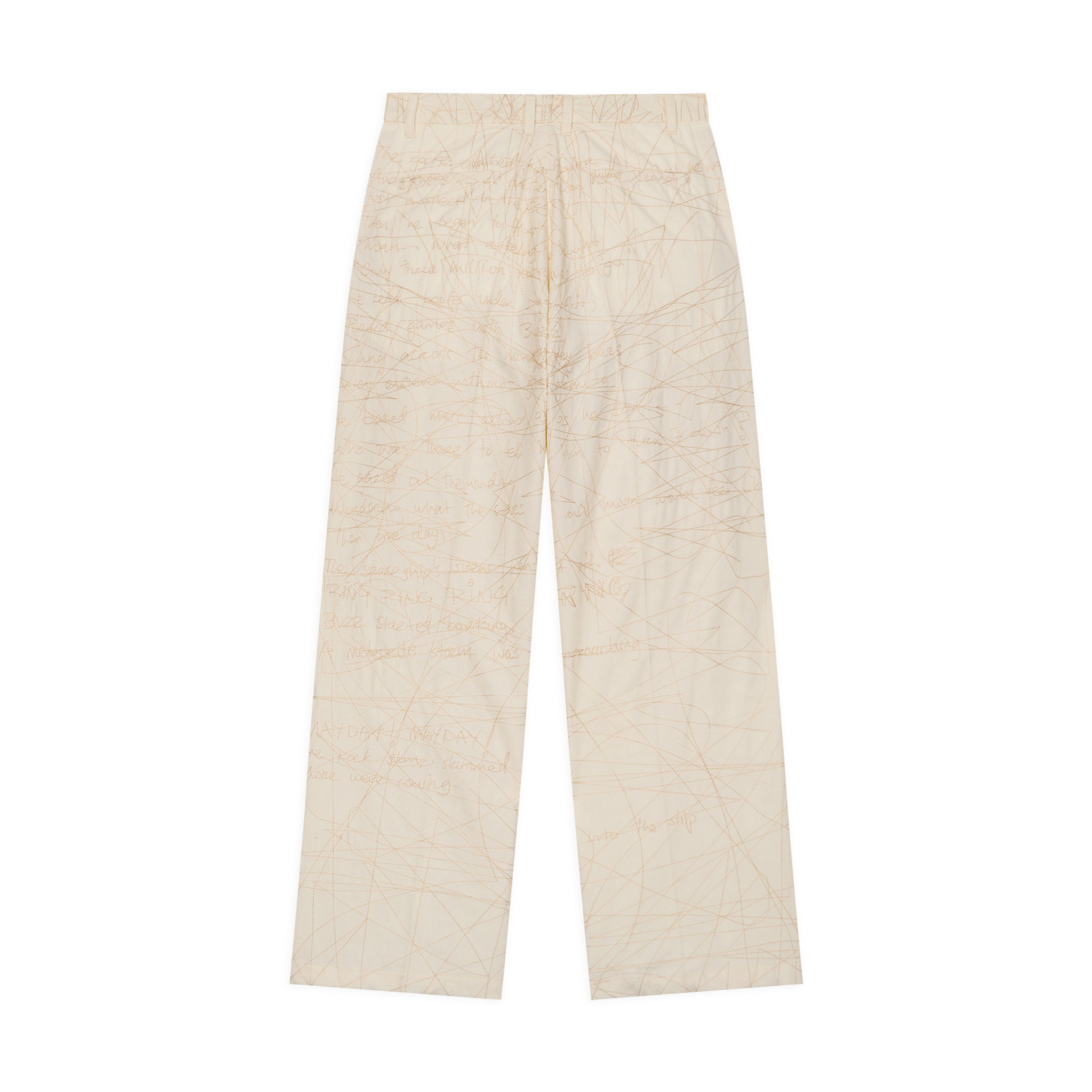 Manuscript Embroidered Trouser [Cream]