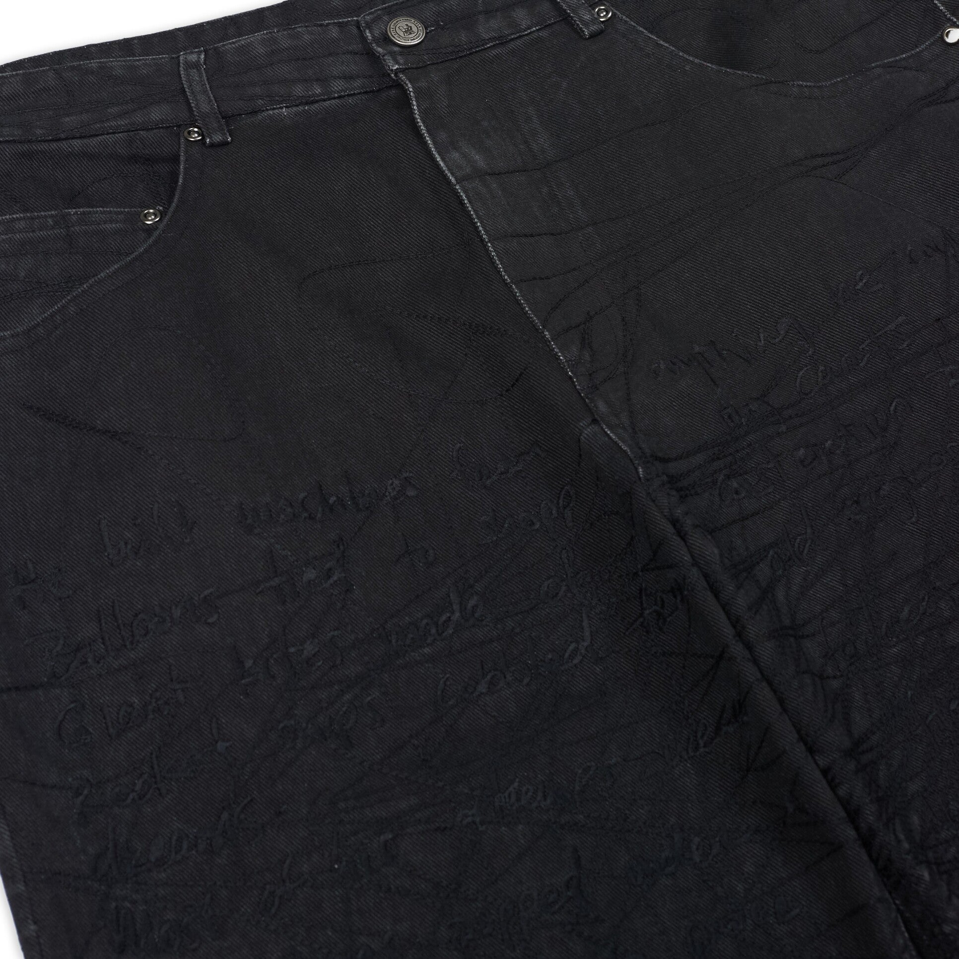 Manuscript Embroidered Jeans [Black]