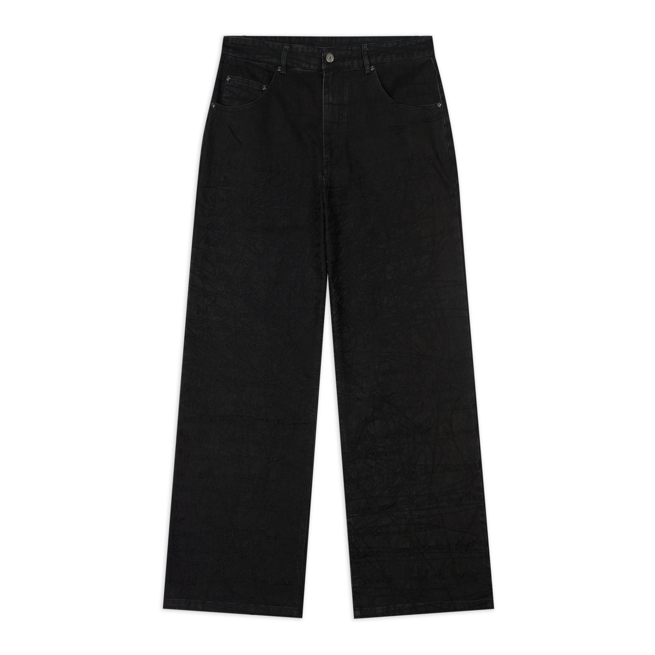 Manuscript Embroidered Jeans [Black]