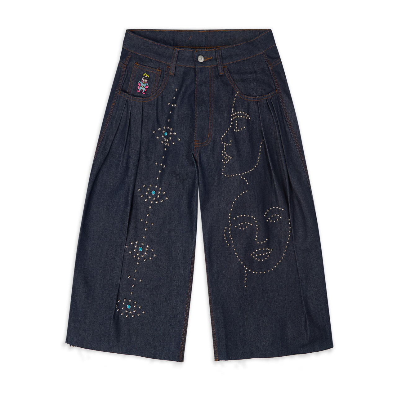 Studded Face Plated Long Short [Black]