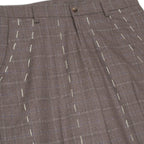 Face Thread Embroidered Suit Bottom [Brown]