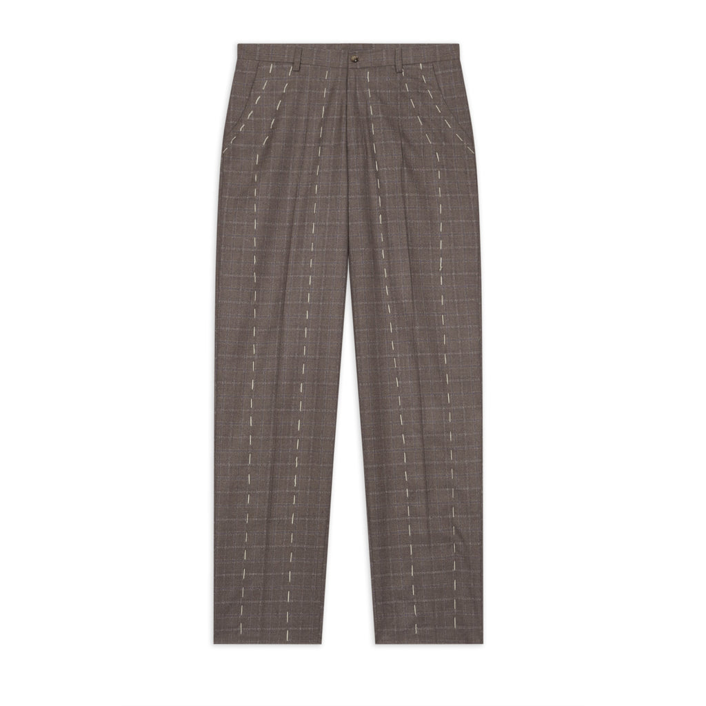 Face Thread Embroidered Suit Bottom [Brown]