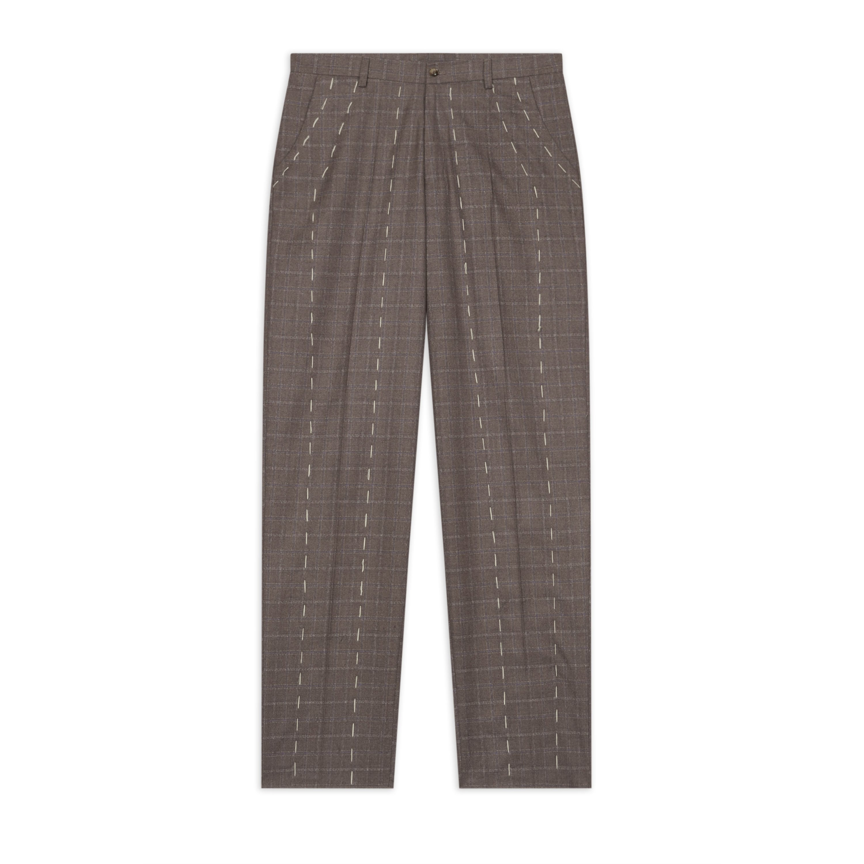 Face Thread Embroidered Suit Bottom [Brown]