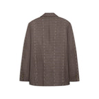 Face Thread Embroidered Suit Jacket [Brown]