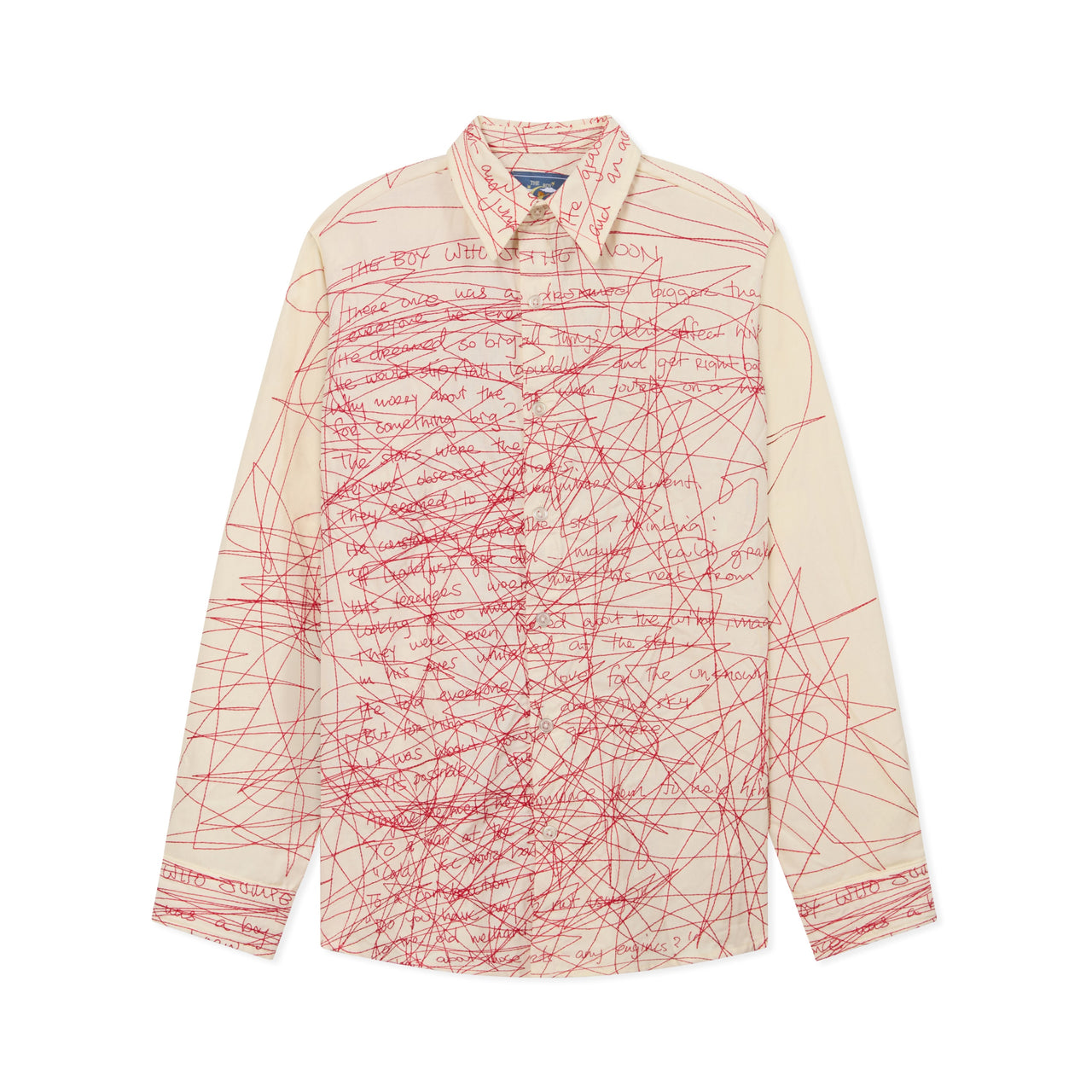 Manuscript Embroidered Shirt [Cream/Red]