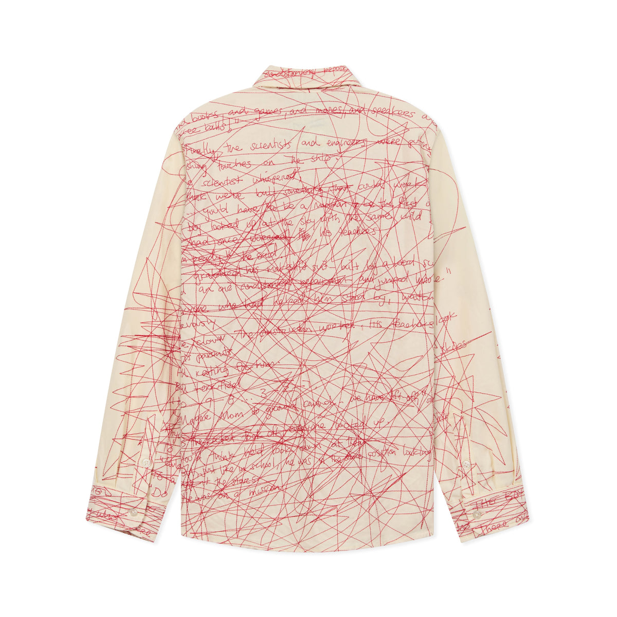 Manuscript Embroidered Shirt [Cream/Red]