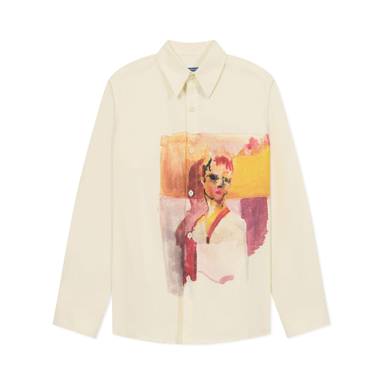 Girl Painting Button Up Shirt [White]