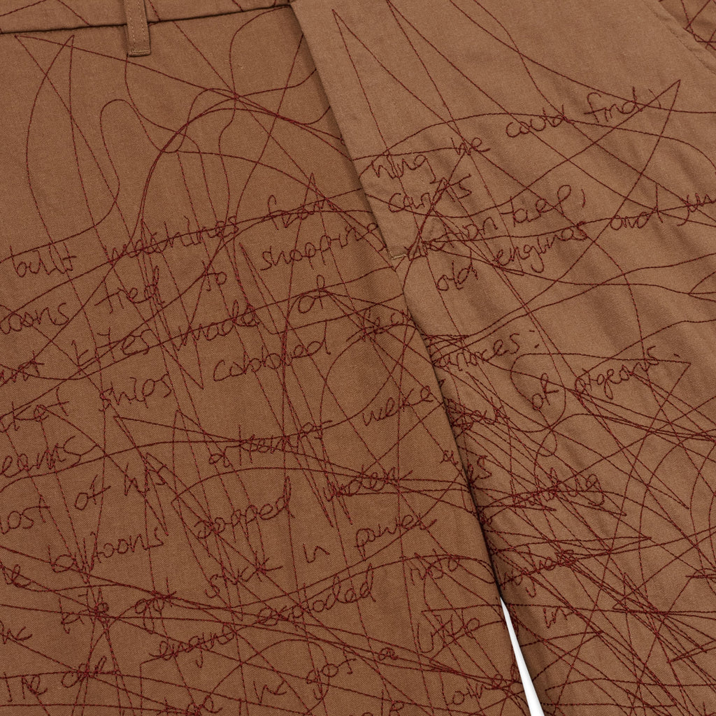 Manuscript Embroidered Trouser [Brown]