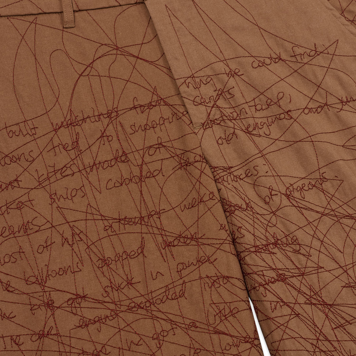 Manuscript Embroidered Trouser [Brown]