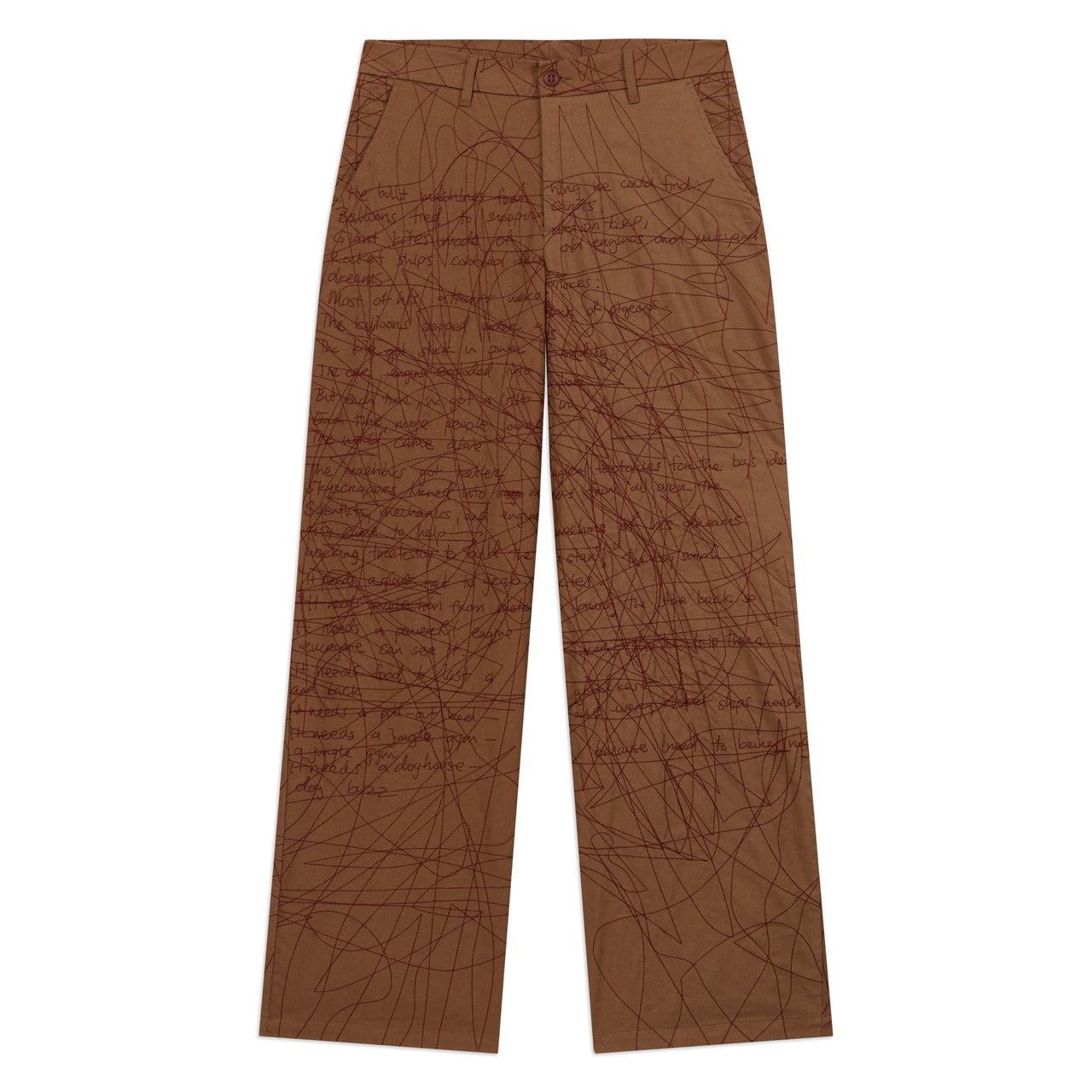 Manuscript Embroidered Trouser [Brown]