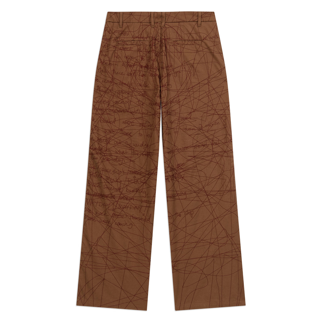 Manuscript Embroidered Trouser [Brown]