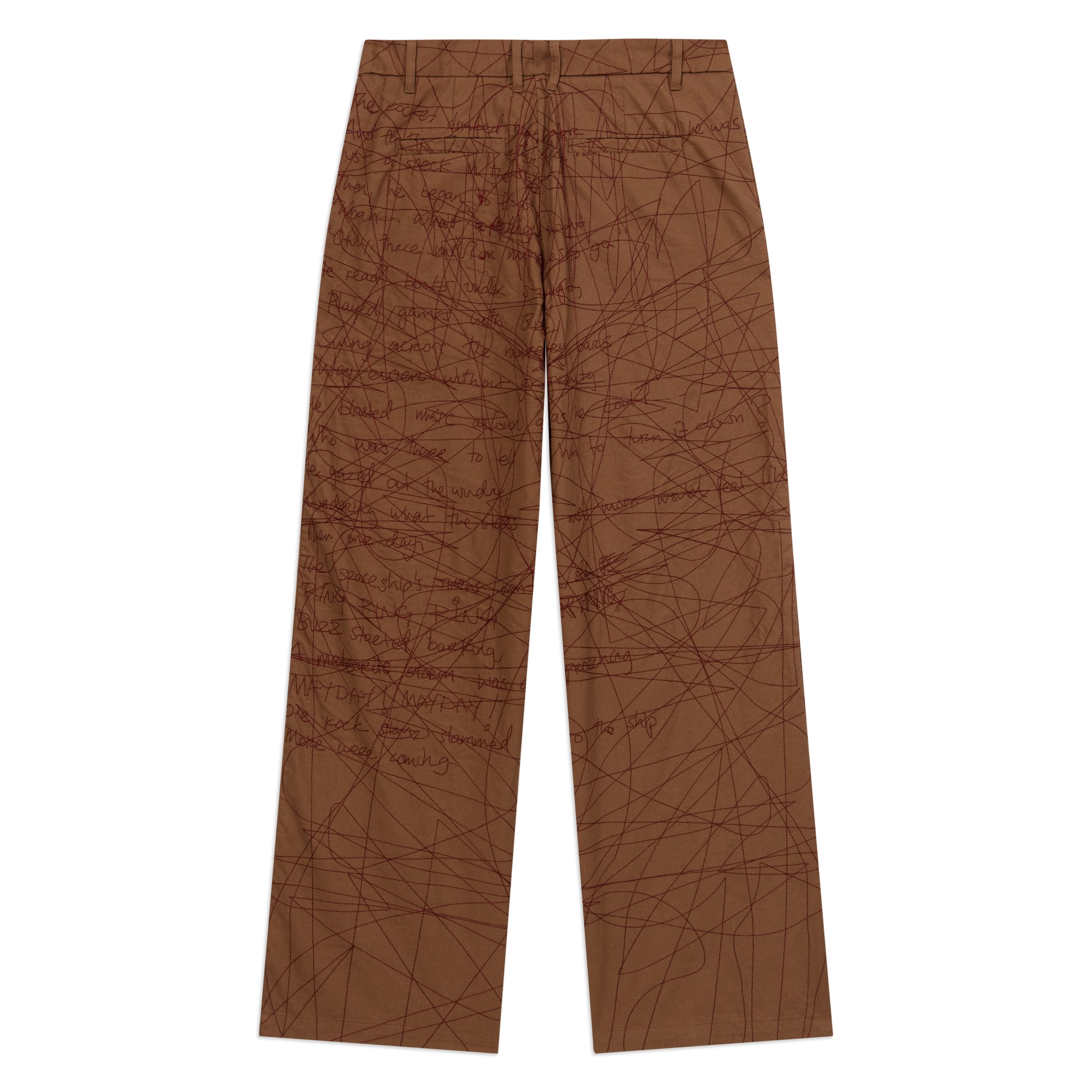 Manuscript Embroidered Trouser [Brown]
