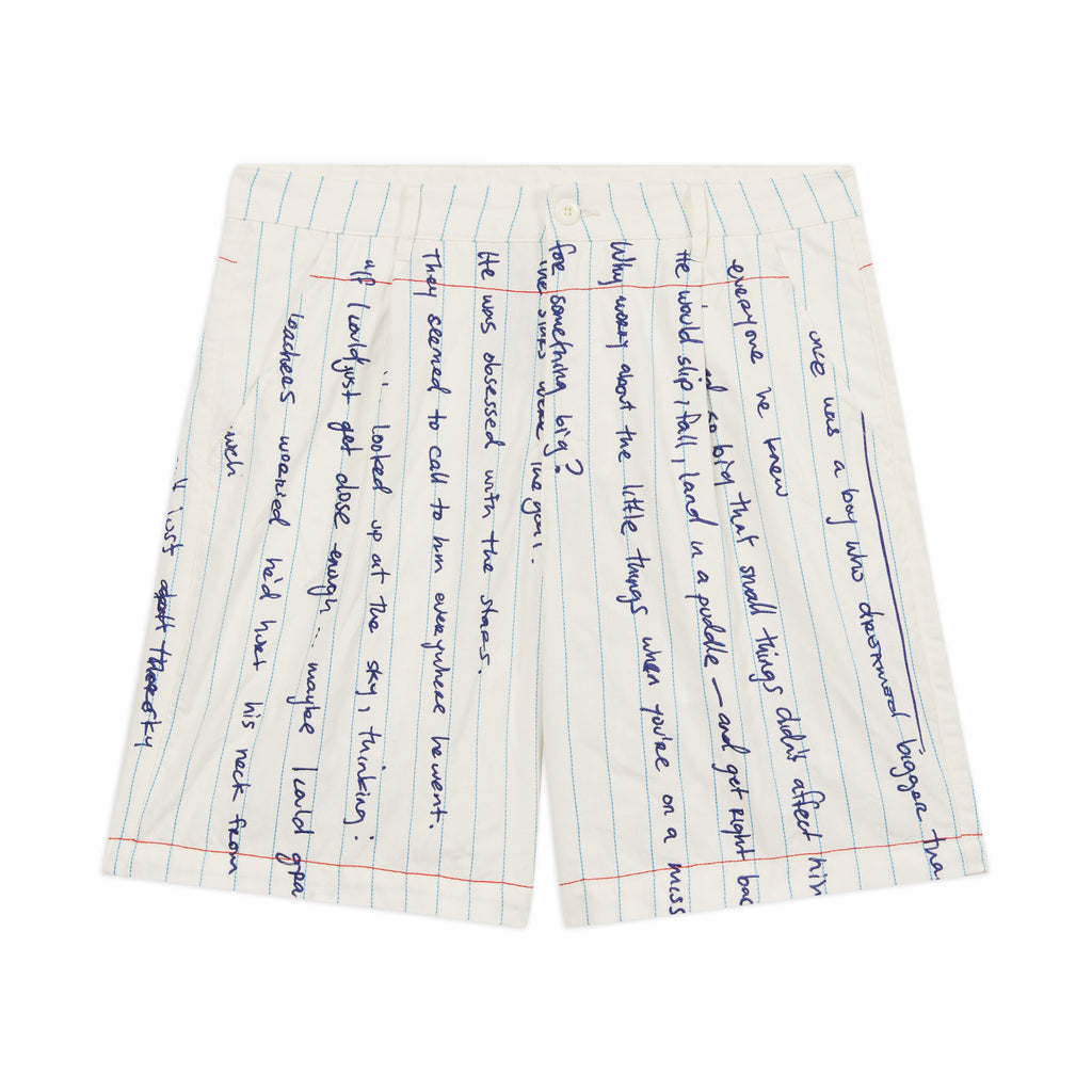 Paper Handwriting Pleated Shorts [Black]
