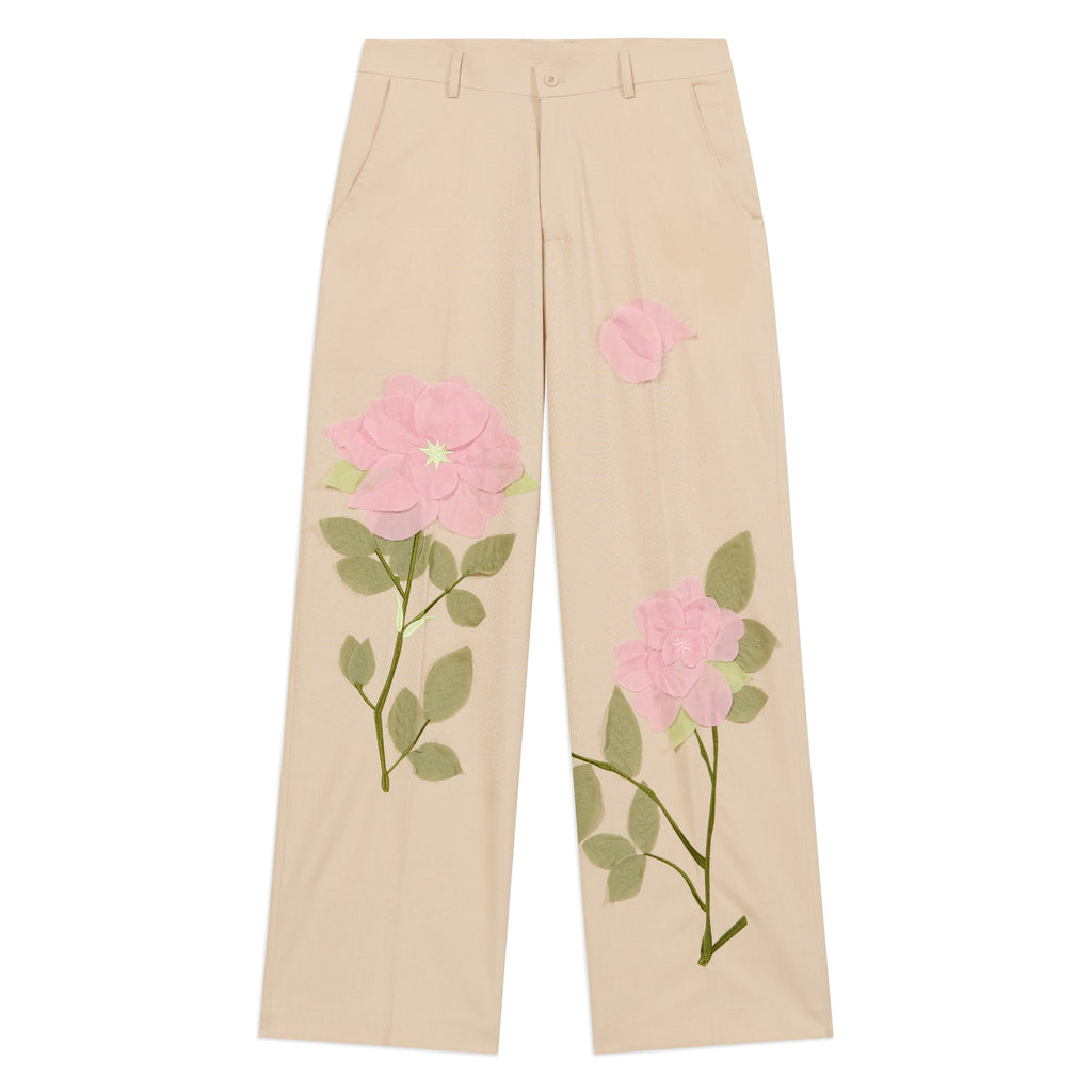 Flower Applique Suit Bottom [Cream]