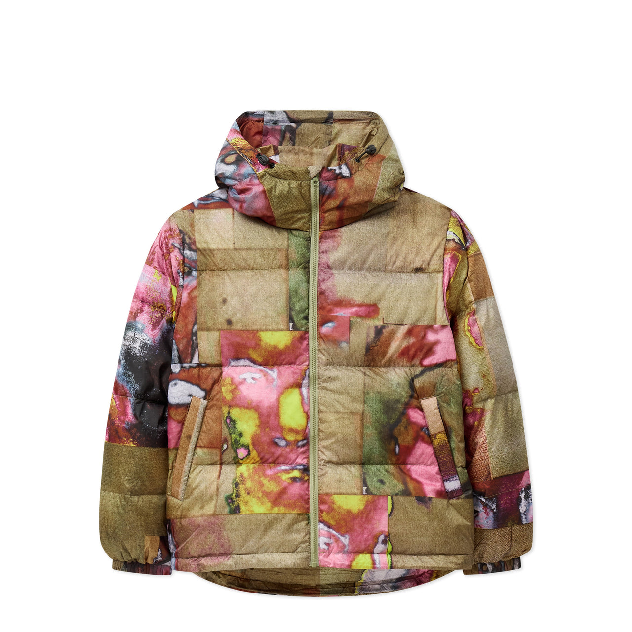 Faces Collage Printed Puffer [Multi]