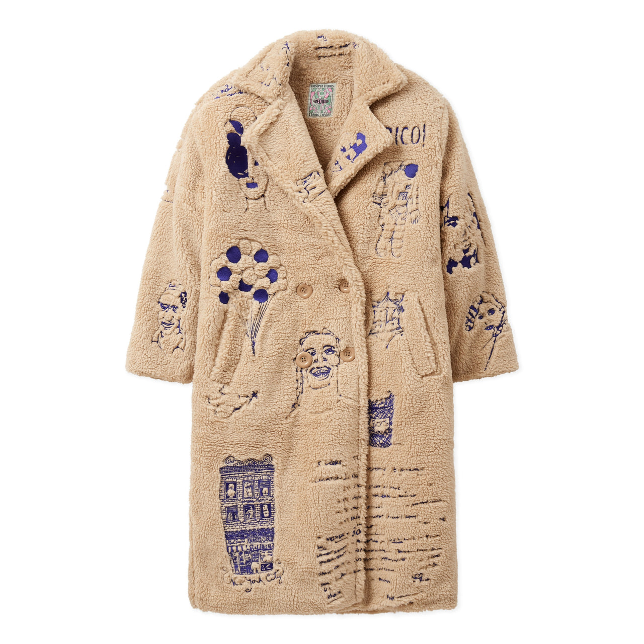 Embroidered Sherpa Fleece Overcoat [Cream]