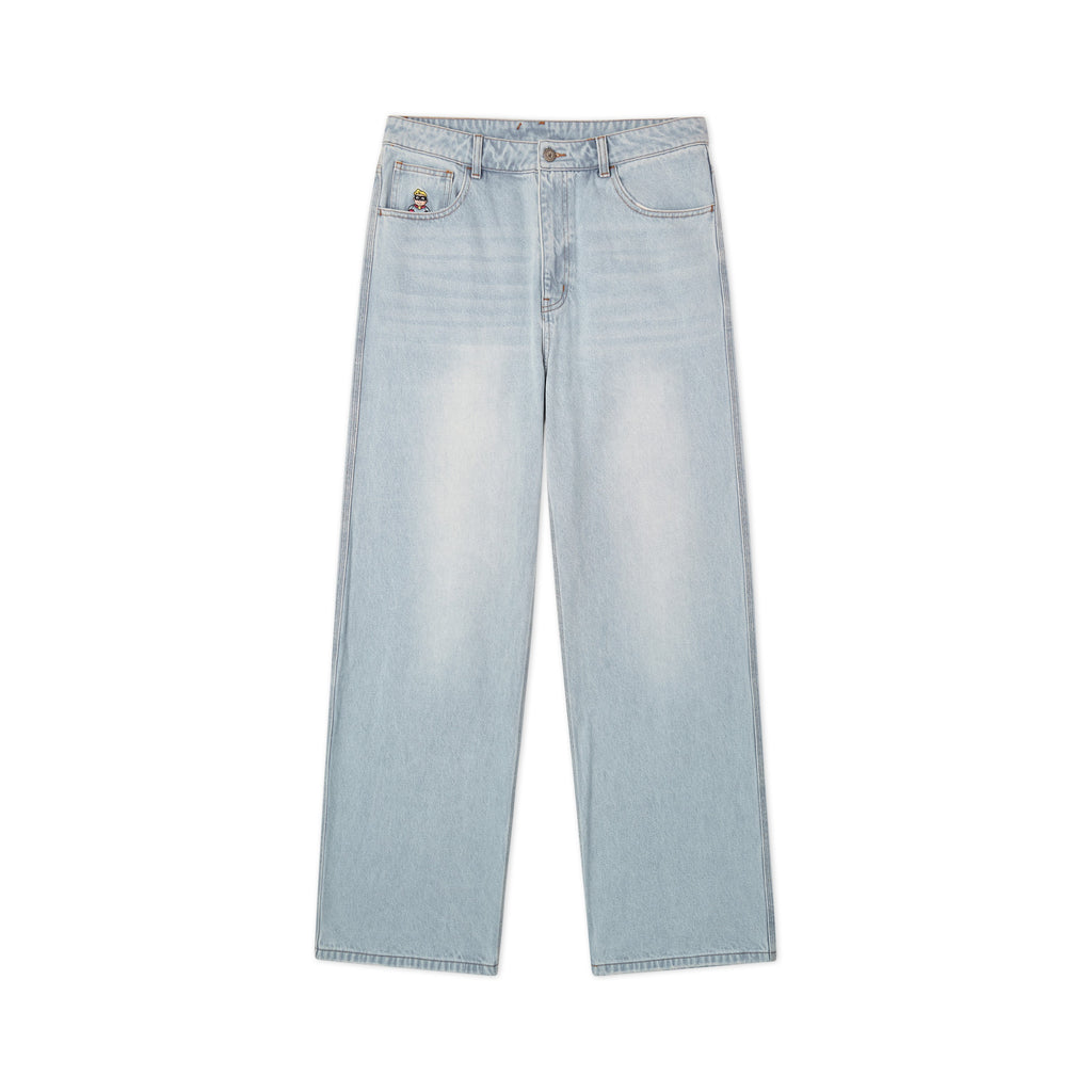 Light Wash Denim Wide Leg Jeans [Blue]