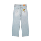 Light Wash Denim Wide Leg Jeans [Blue]