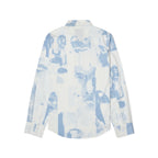 Collage Faces Button Up Shirt [White/ Blue]