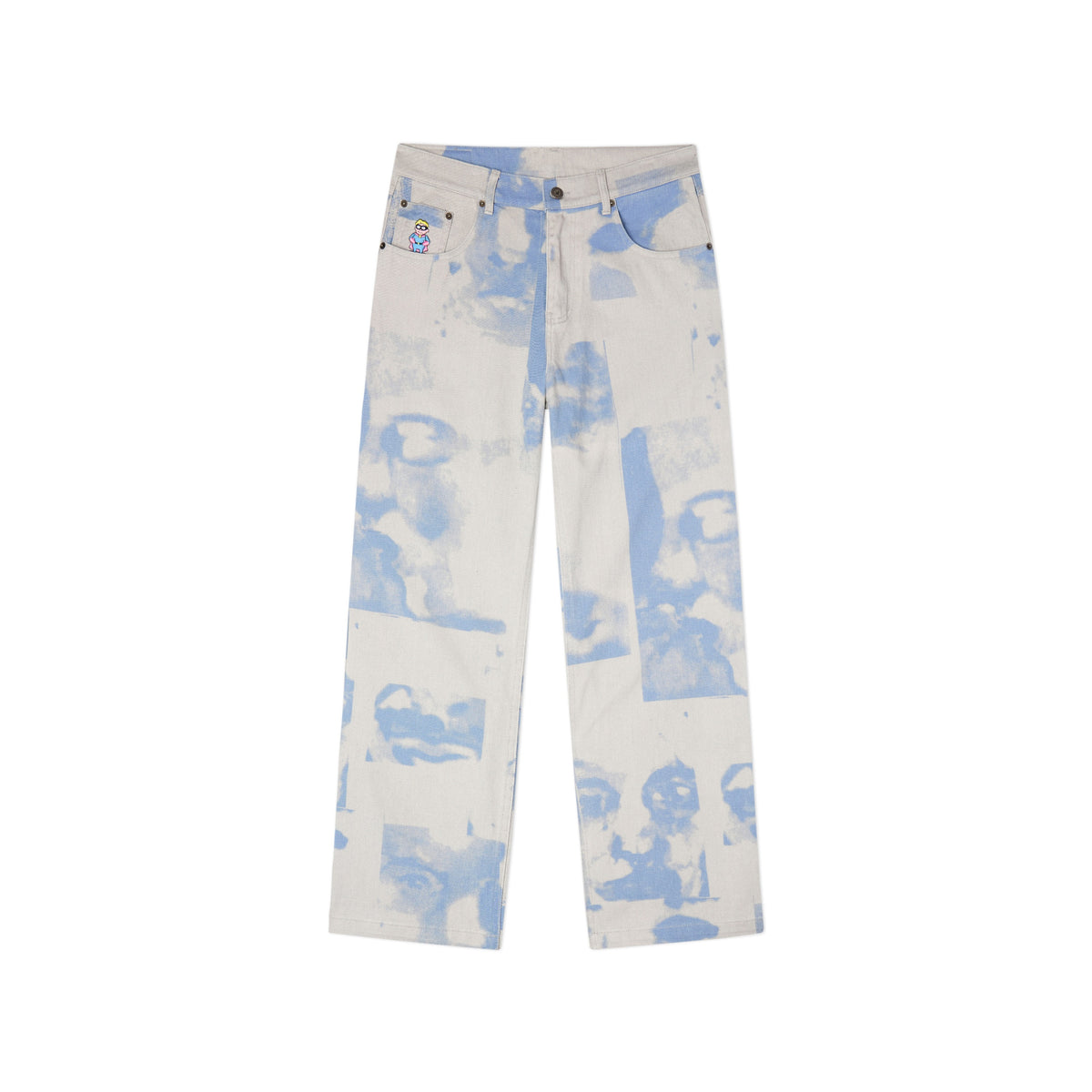 Collage Faces Twill Pants [Gray]