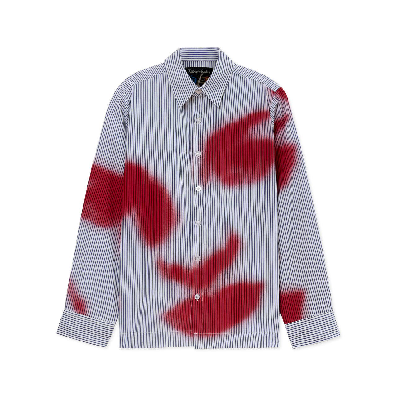 Blurry Face Airbrush Striped Button up [Red]