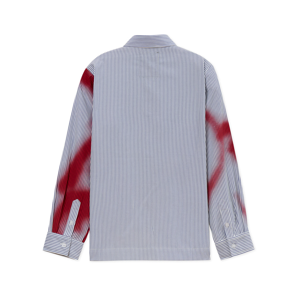 Blurry Face Airbrush Striped Button up [Red]