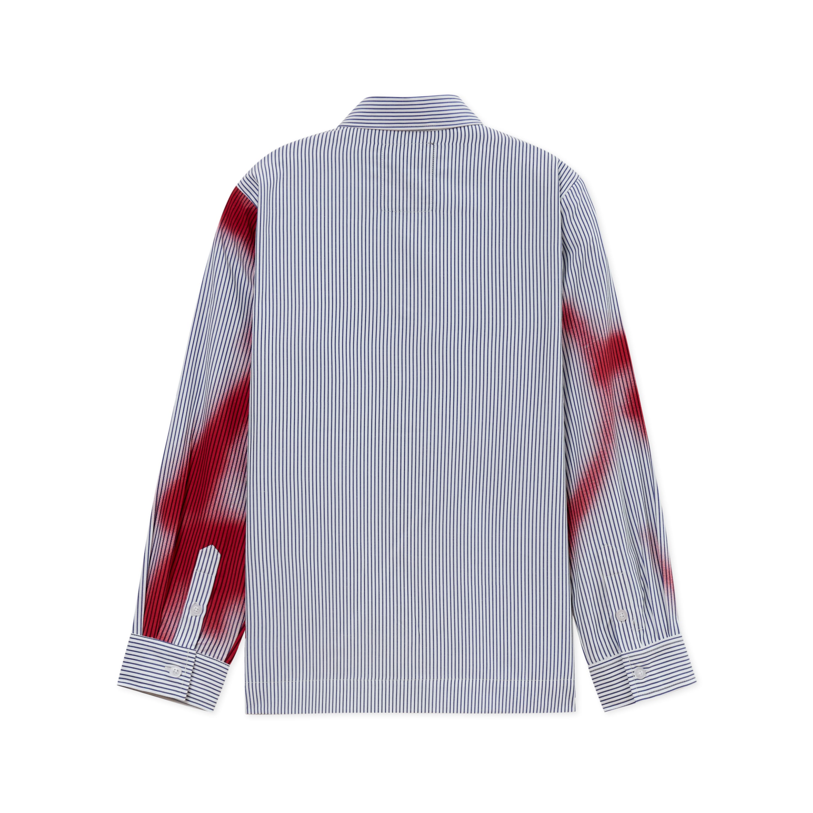 Blurry Face Airbrush Striped Button up [Red]