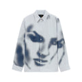 Blurry Face Airbrush Striped Button Up [Black]