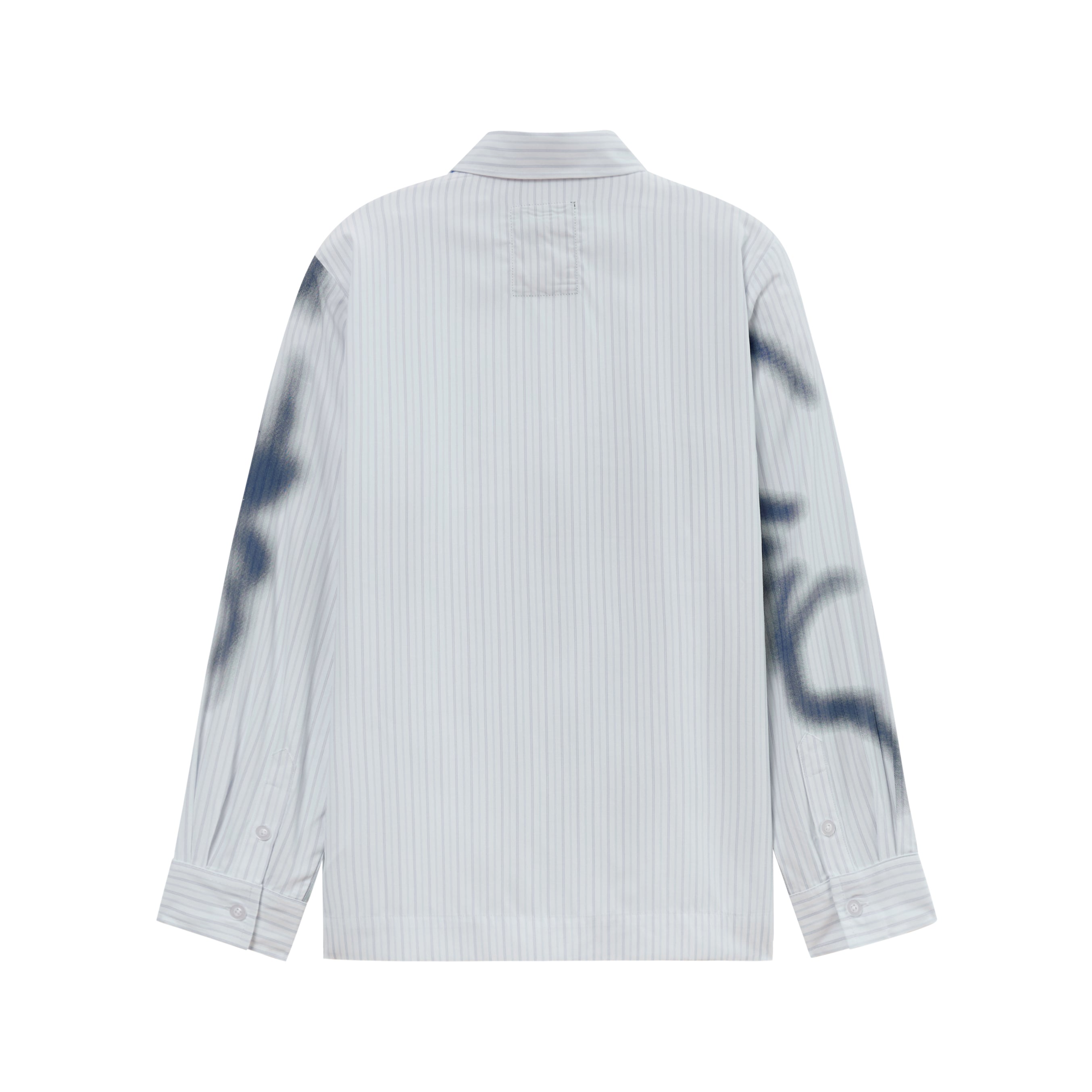 Blurry Face Airbrush Striped Button Up [Black]