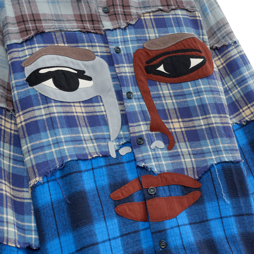 Face Patchwork Flannel [Blue]