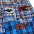 Face Patchwork Flannel [Blue]