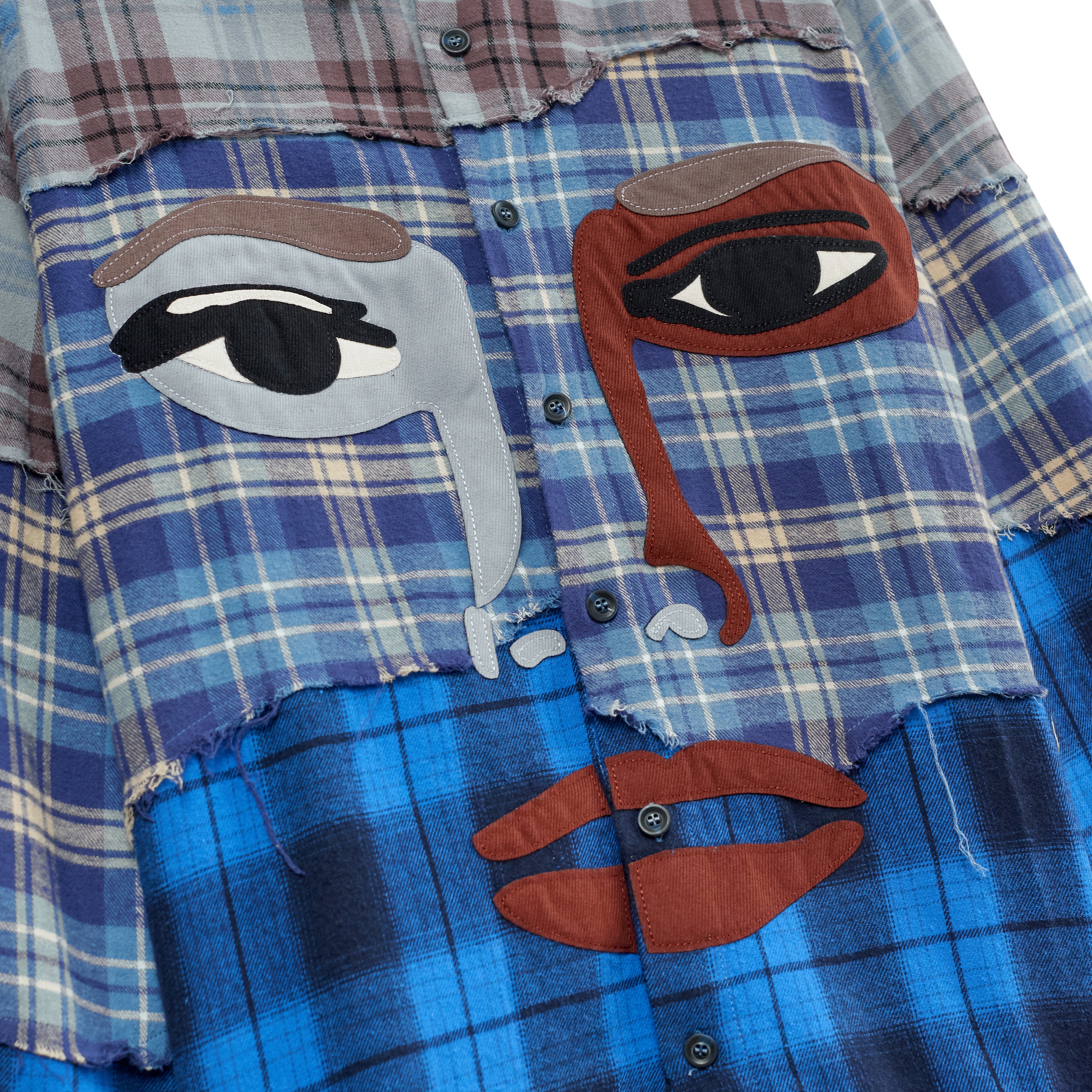 Face Patchwork Flannel [Blue]