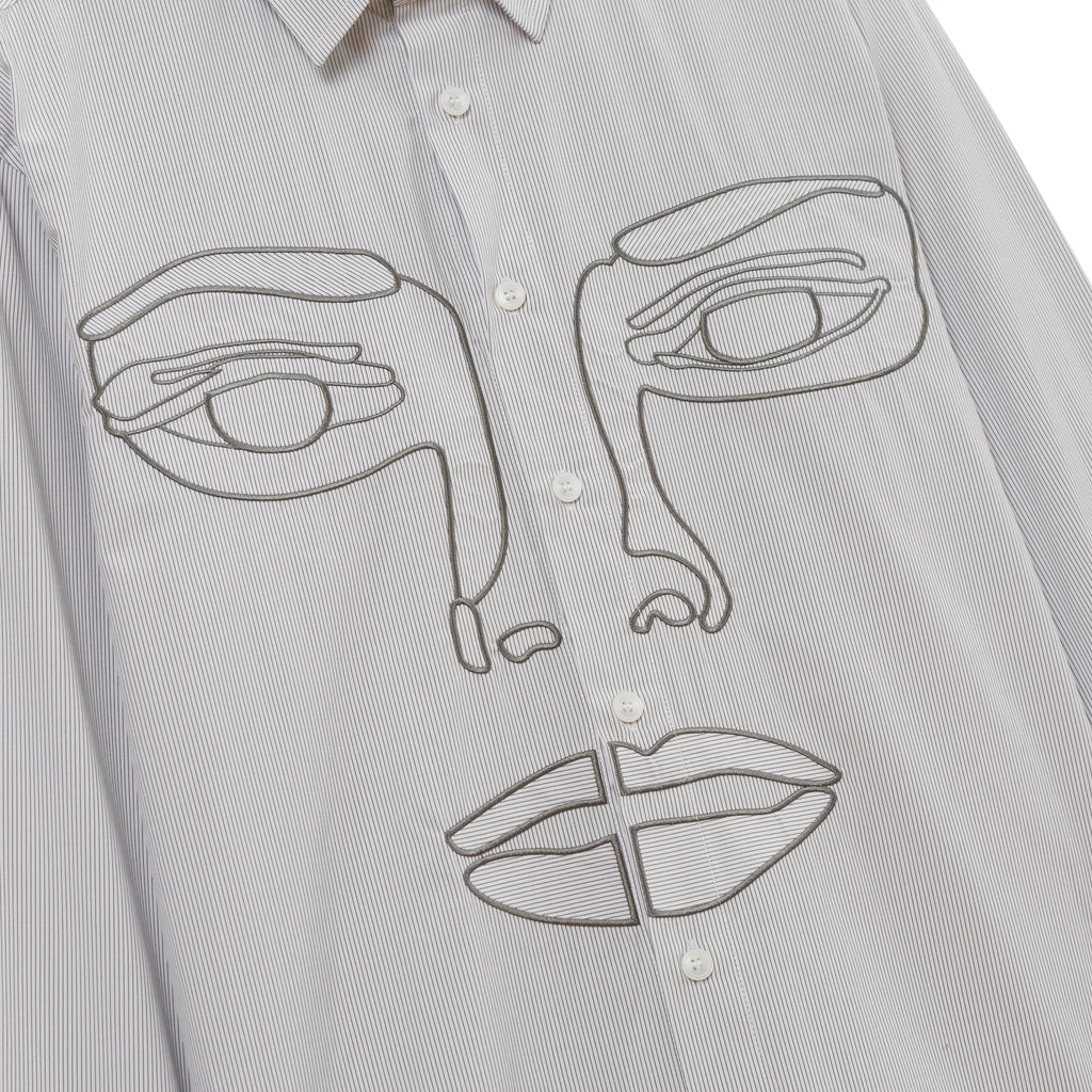 Face Stripe Button Up [Blue Stripe]