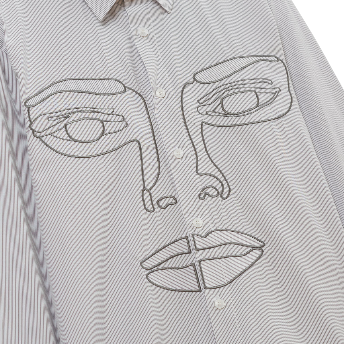 Face Stripe Button Up [Blue Stripe]