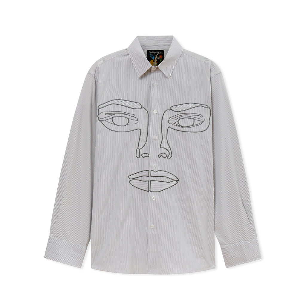 Face Stripe Button Up [Blue Stripe]
