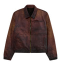 Printed Distressed Coat [Burnt Red]
