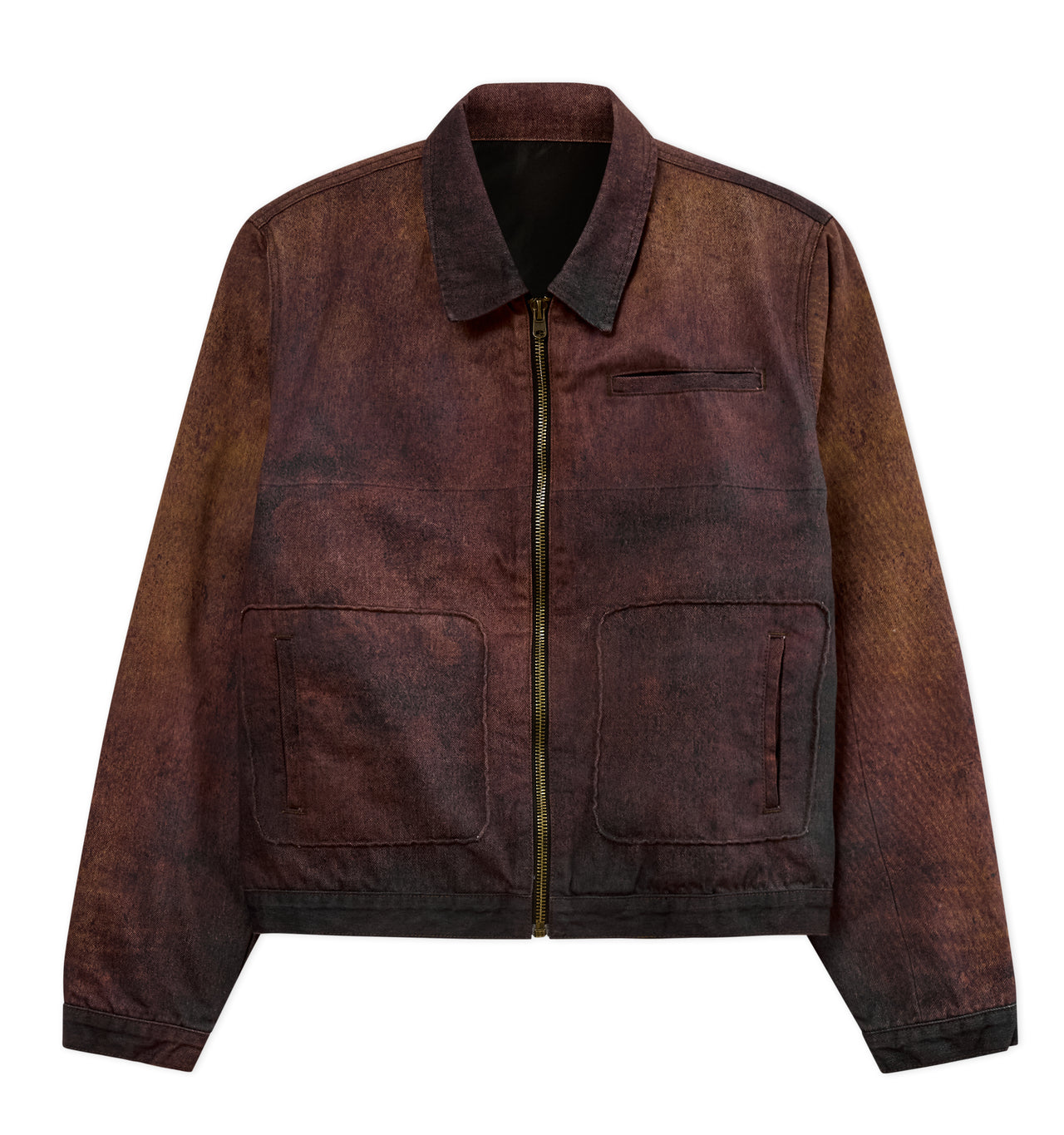 Printed Distressed Coat [Burnt Red]
