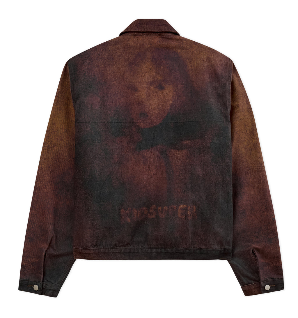 Printed Distressed Coat [Burnt Red]