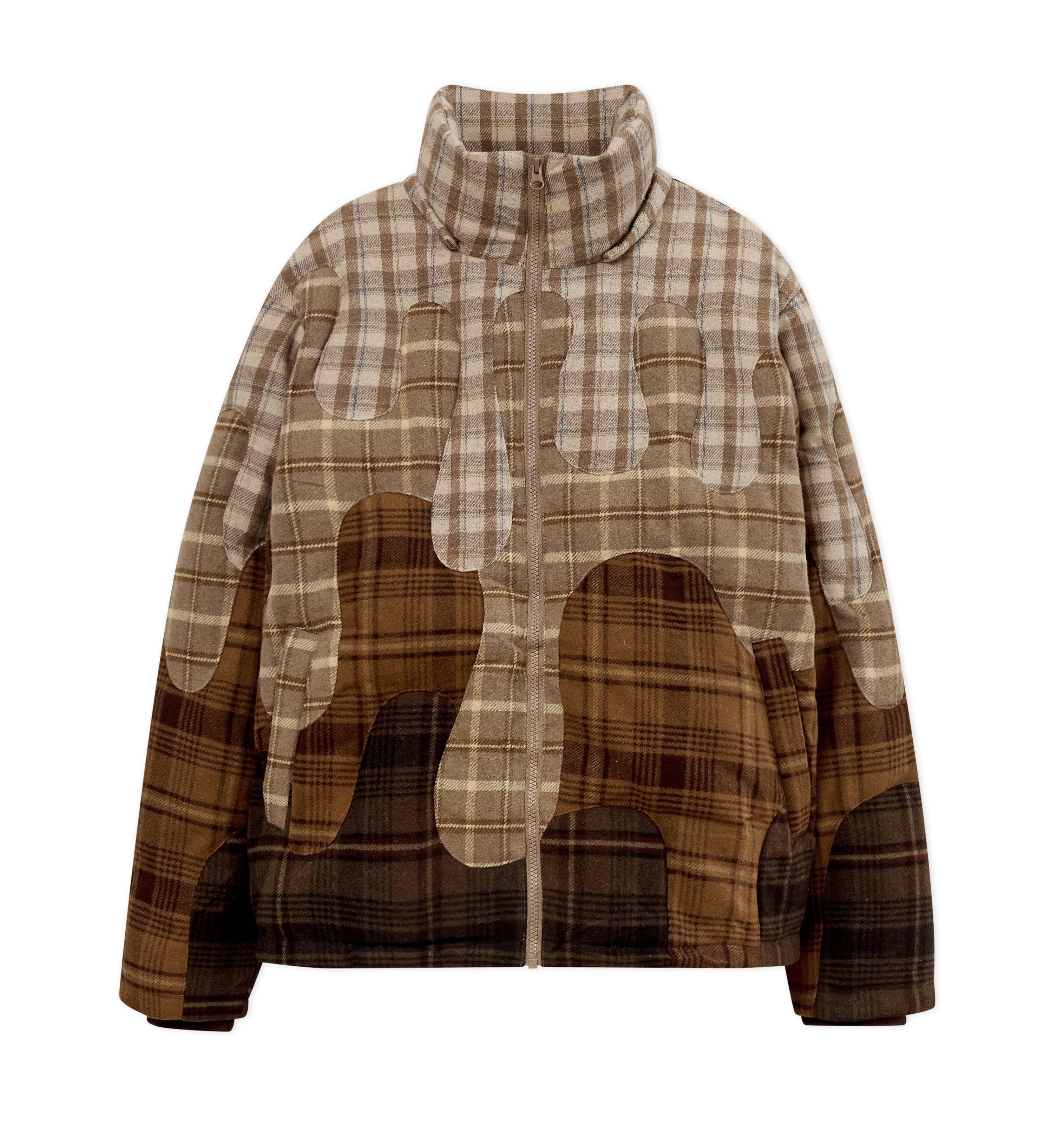 Neapolitan Flannel Puffer Jacket[Browns] - KidSuper
