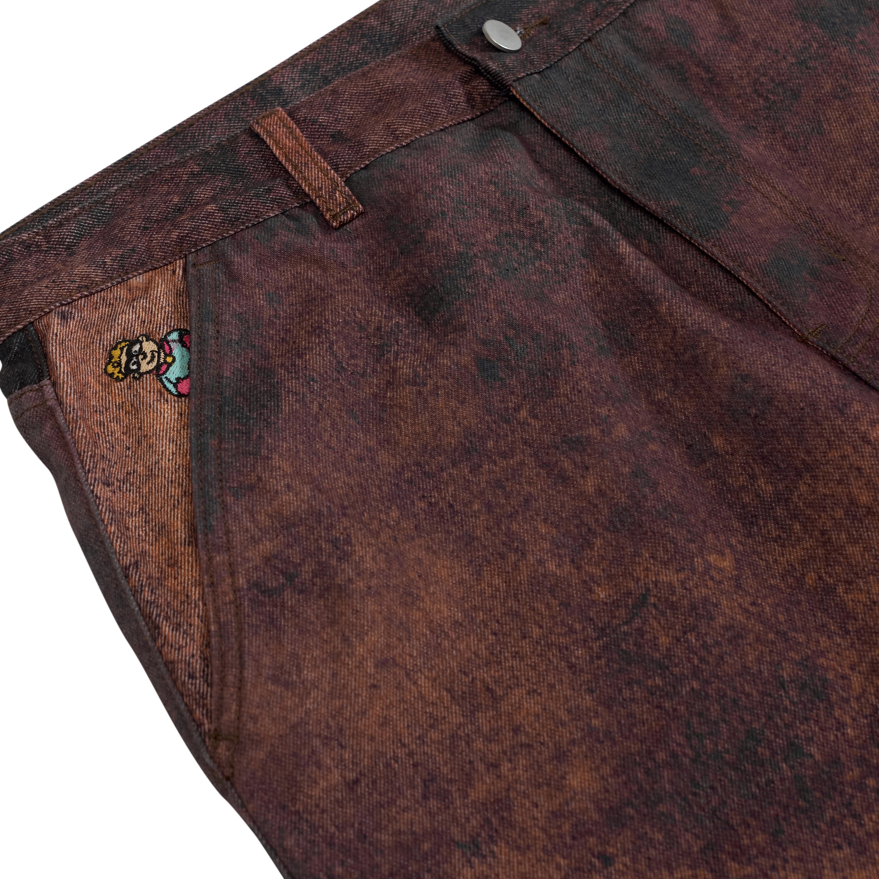 Printed Distressed Baggy pant [Burnt Red]