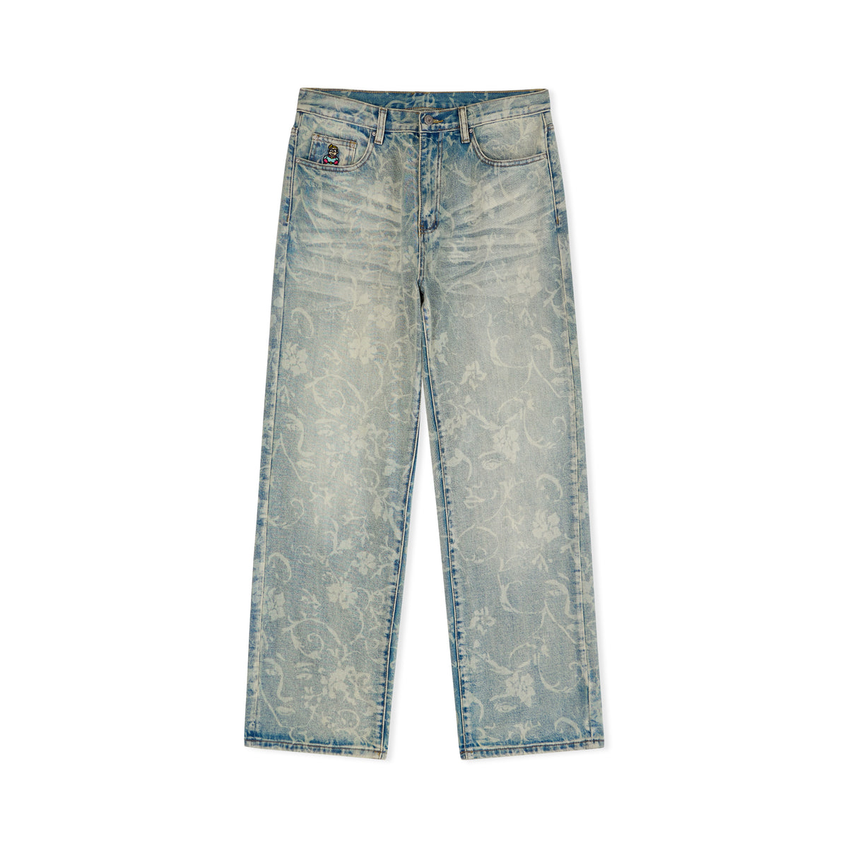 Face Floral Washed Denim Jeans [Light Mud Wash] - KidSuper
