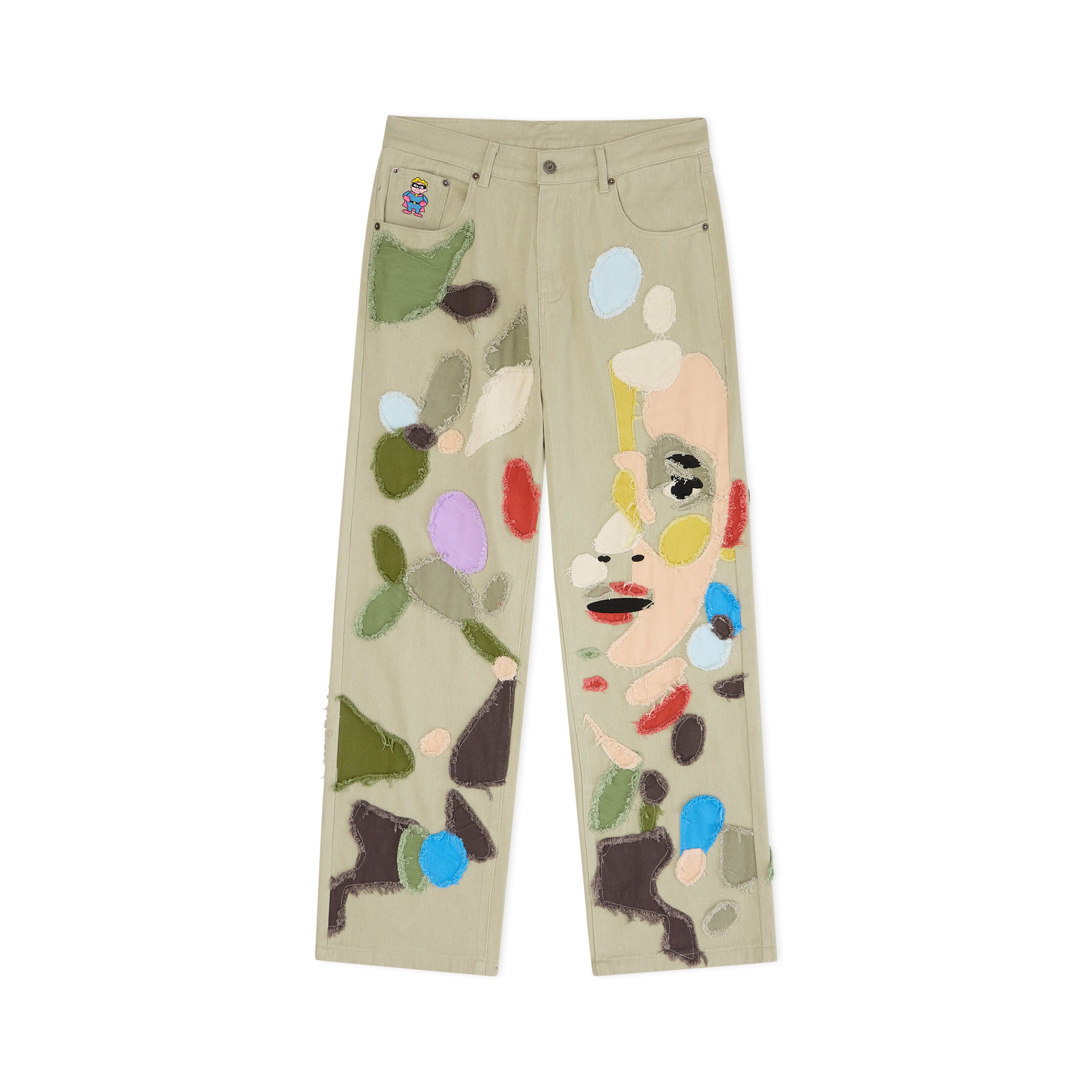 Allover Patchwork Face Pants [Multi]